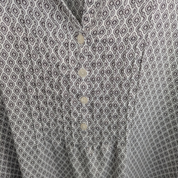 Brown & Off White Patterned Silky V Neck Night Gown Pajama House Dress - Picture 5 of 10